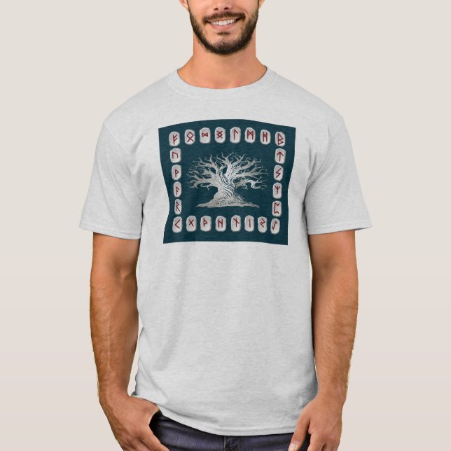 T-shirt Disposition de Rune avec l'arbre du monde (Devant)