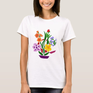 T-shirt Disposition florale colorée d'art abstrait