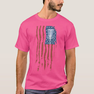 T-shirt Disque Golf American Flag Frisbee Sports