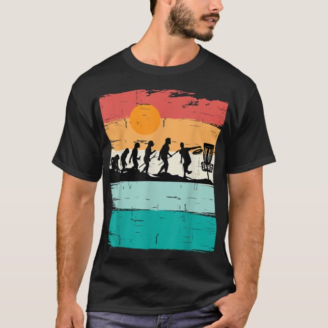 T-shirt Disque Golf Evolution Disque Golf Player Flying Di (Devant)
