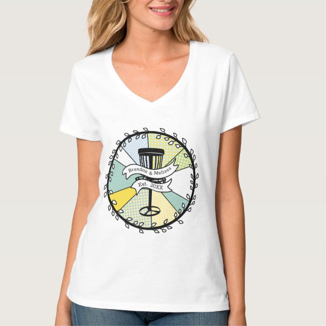 T-shirt Disque Golf Personnalisé Couple Date Établie (Devant)