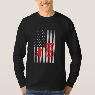 T-shirt Disque Golf Player Vintage US Drapeau Fière Disque