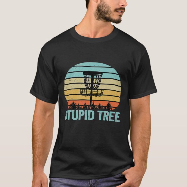 T-shirt Disque Golf Stupid Arbre Rétro Disque Golf (Devant)