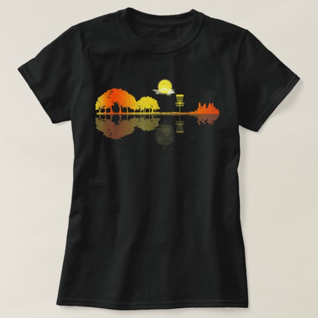 T-shirt Disque Golf Sunset Guitare Guitariste Joueur de go (Design devant)