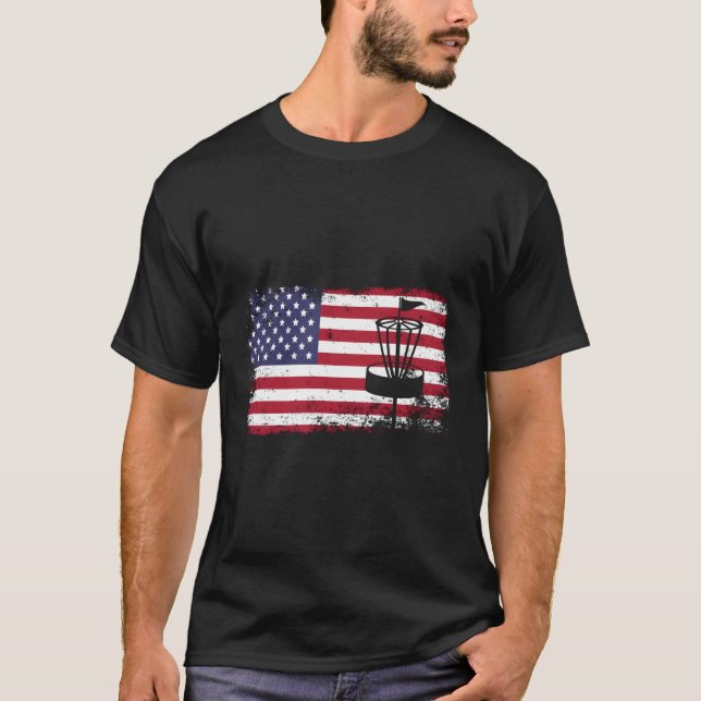 T-shirt Disque Golf Usa Drapeau Golf (Devant)