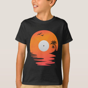 T-shirt Disque Vinyle Rétro Disque Mer Plage Platines Desi