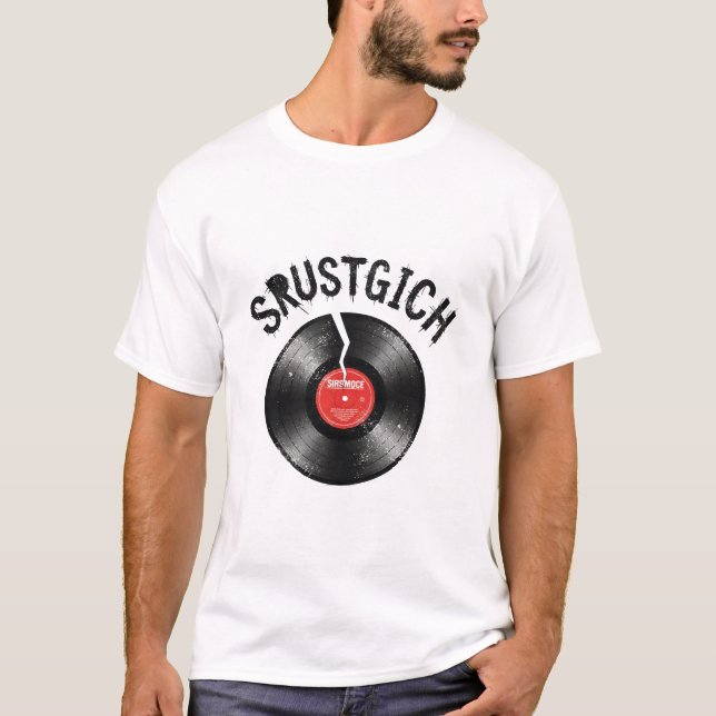 T-shirt Disque vinyle rétro punk rock craquelé (Devant)