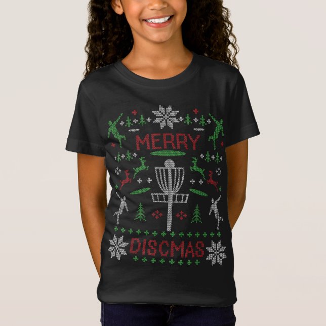 T-Shirt Disques de Joyeux Disques de Noël Gra doux moche (Devant)
