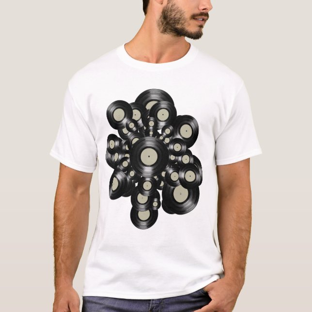 T-shirt disques vinyles rétro (Devant)
