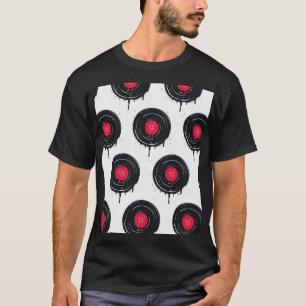 T-shirt disques vinyliques fondus, motif artistique.