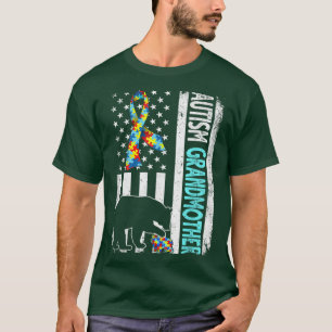 T-shirt Distorsion Américaine Drapeau Autisme Grand-Mère P