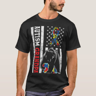 T-shirt Distorsion Américaine Drapeau Autisme Grand-père O