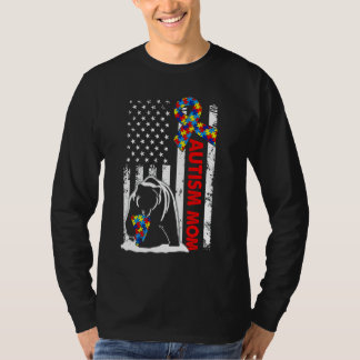 T-shirt Distorsion Américaine Drapeau Autisme Maman Ours A