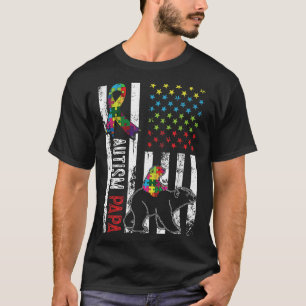 T-shirt Distorsion américaine Drapeau Autisme Papa Bear