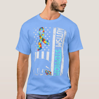 T-shirt Distorsion Américaine Drapeau Autisme Stepmaman Be