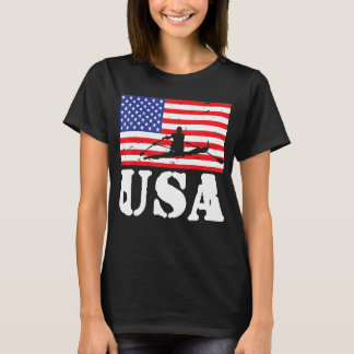 T-shirt Distorsion Aviron américain Drapeau Vintage Rower