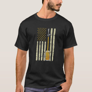T-shirt Distorsion Drapeau Américain Bande De Bière Robine