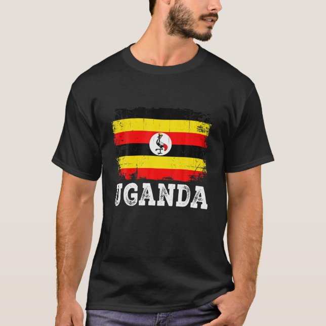 T-shirt Distorsion Ouganda Drapeau Hommes Femmes Enfant Pa (Devant)