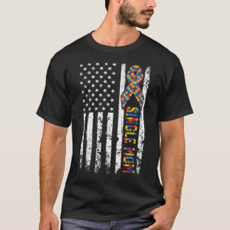 T-shirt Distorsion Usa Drapeau Autisme Mère célibataire Co