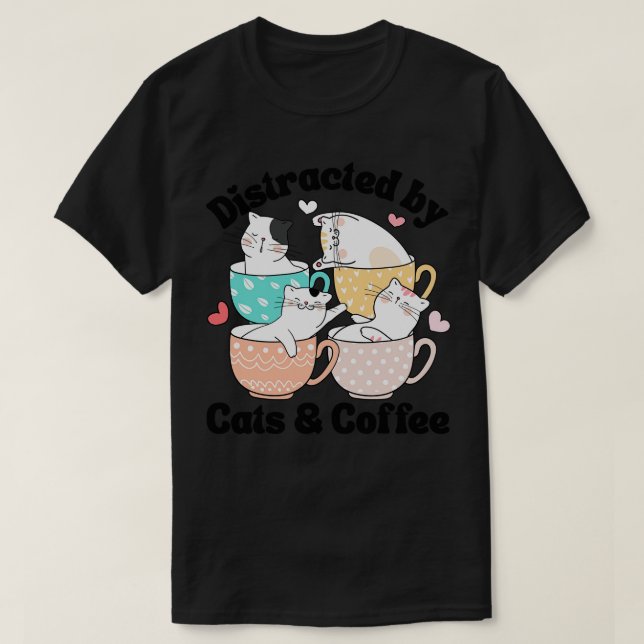 T-shirt Distrait par Cats Café Amoureux des chats Cute Mug (Design devant)