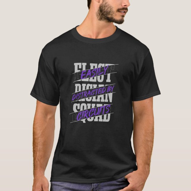 T-shirt Distrait Par Circuits Ironique Tension Électricien (Devant)