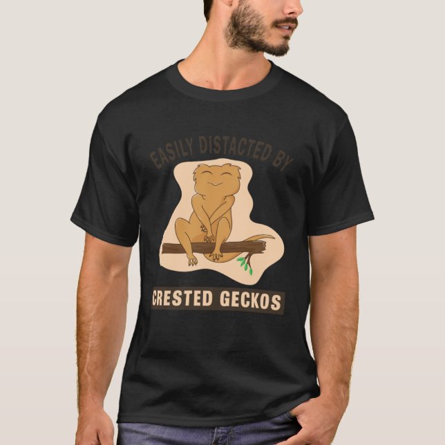T-shirt Distrait par de mignons Geckos Reptiles Crested Ge (Devant)