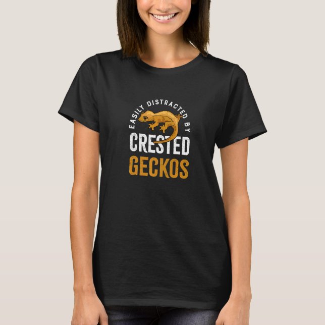 T-shirt Distrait par Geckos Cute Lizard Crested Geckos (Devant)