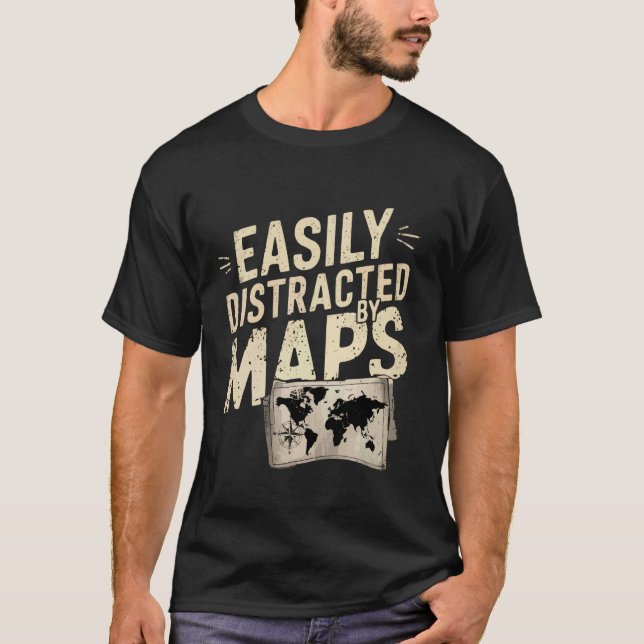 T-shirt Distrait par la géographie Professeur de géographi (Devant)
