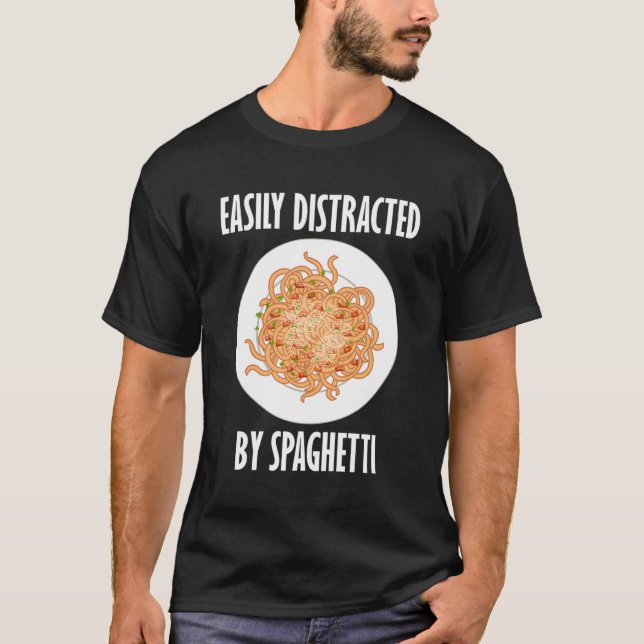 T-shirt Distrait Par Les Nouilles Pâtes Mangeant Des Nouil (Devant)