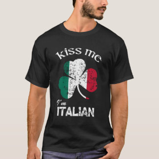T-shirt Distress Kiss Me Je Suis Italien St Patrick'S Day