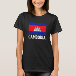 T-shirt Distresse du drapeau cambodgien rétrograde Patriot