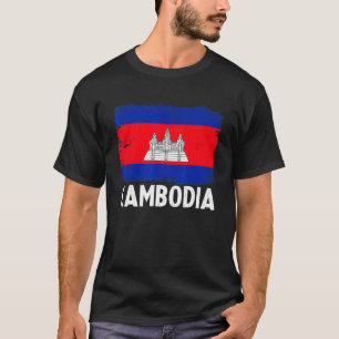 T-shirt Distresse du drapeau cambodgien rétrograde Patriot