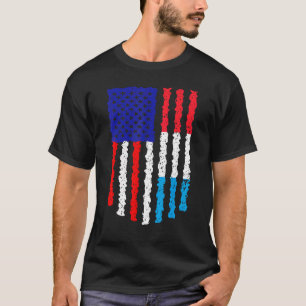 T-shirt Distresse Du Drapeau Rétro Patriotique Américain L