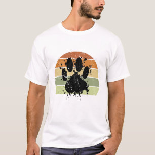T-shirt Distresse Paint Spatter Dog Empreinte de patte Ret