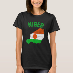 T-shirt Distresse Rtro Niger Drapeau Niger Carte Patriotiq