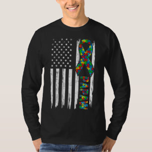 T-shirt Distressed américain drapeau Autism Papaw Family M