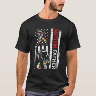 T-shirt Distressed American Flag Autism Father Bear