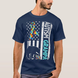 T-shirt Distressed American Flag Autism Grampa Bear Autist