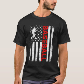 T-shirt Distressed American Flag Baseball Patriotic 4Th Of