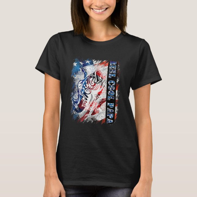 T-shirt Distressed American Flag Bass Fish Fisherman Cousi (Devant)