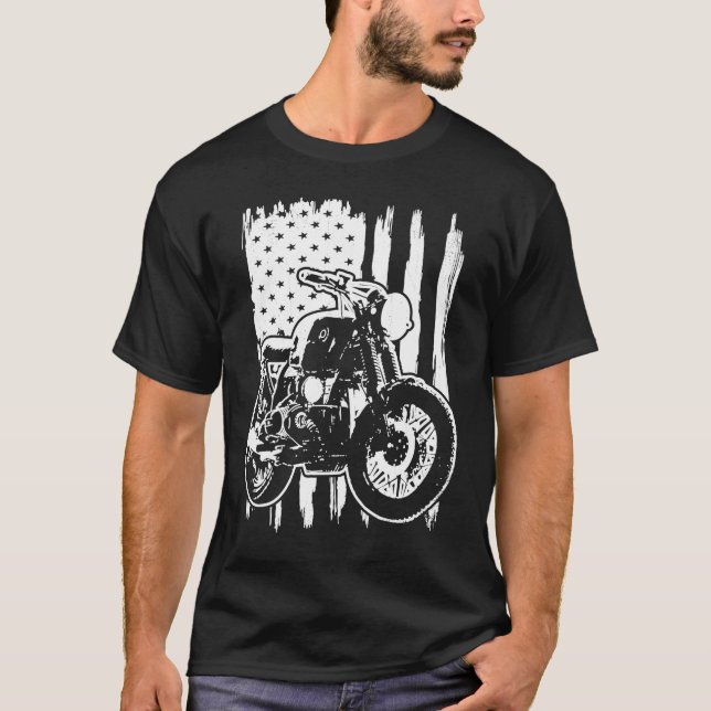 T-shirt Distressed American Flag Motorcycle Rider (Devant)