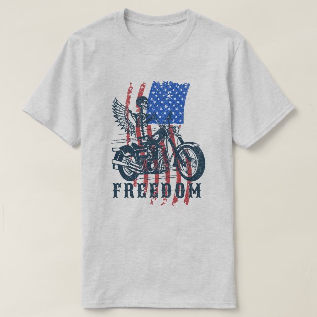T-shirt Distressed American Flag Motorcycle Rider Freedom (Design devant)