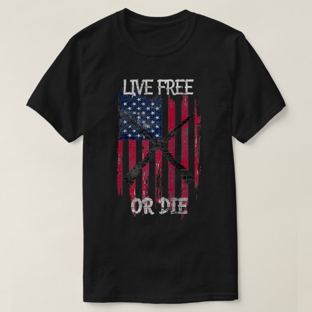 T-shirt Distressed American Flag Rifle Live Free or Die Pa (Design devant)