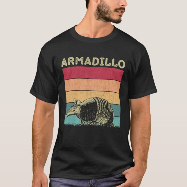 T-shirt Distressed Armadillo Lover Boys Girls Retro Style  (Devant)