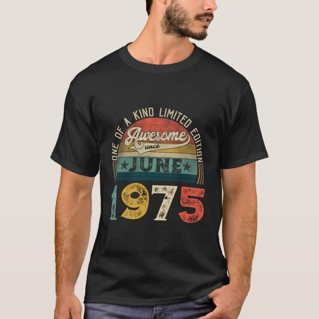 T-shirt Distressed Awesome Depuis Juin 1975 48E (Devant)