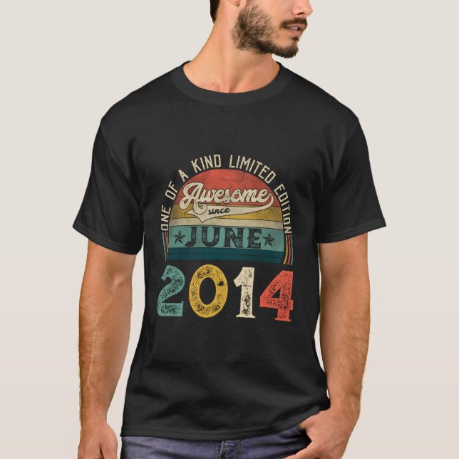 T-shirt Distressed Awesome Depuis Juin 2014 9E (Devant)