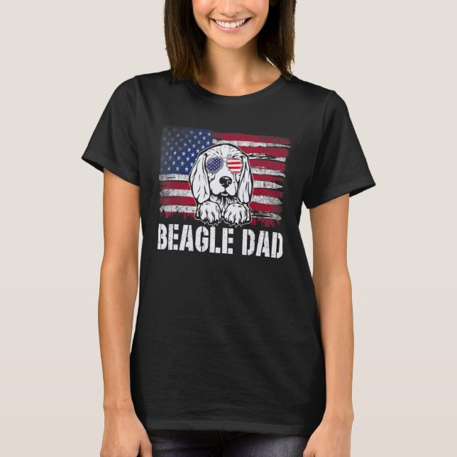 T-shirt Distressed Beagle papa Usa Drapeau Fête des pères (Devant)
