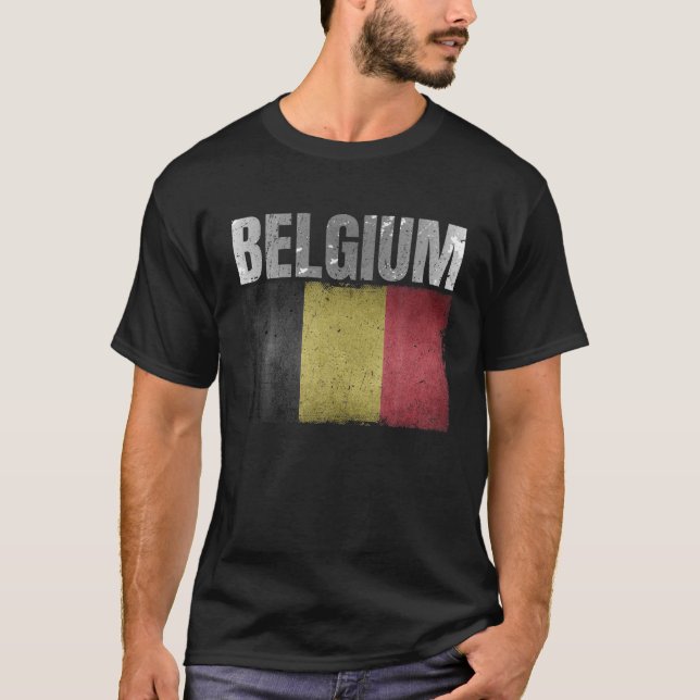 T-shirt Distressed Belgium Drapeau Graphique Pour Hommes F (Devant)