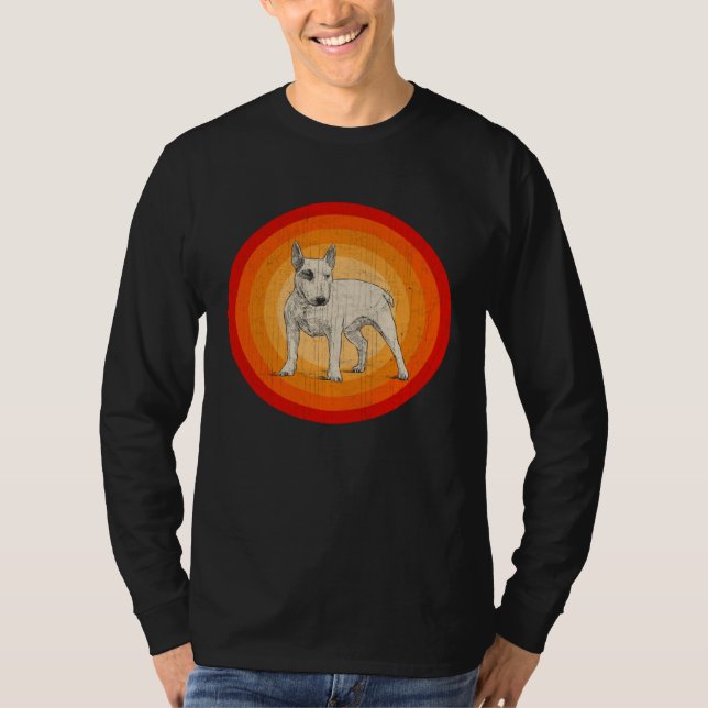 T-shirt Distressed Bull Terrier Dog  Retro Style (Devant)