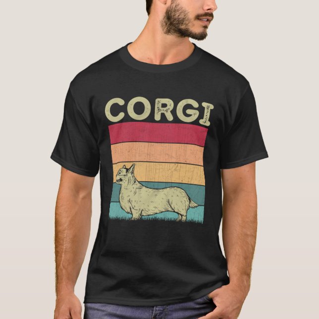 T-shirt Distressed Corgi Dog  Boys Girls Retro Style Corgi (Devant)